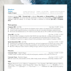 resume for experienced #6 ats friendly professional modern cv template compatible for docs, word, pages (copy)