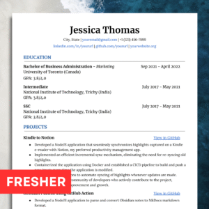 resume for freshers #3 ats friendly professional modern cv template compatible for docs, word, pages (copy)