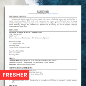 resume for freshers #1 | ats friendly resume | professional modern resume | cv template | compatible for word, pages